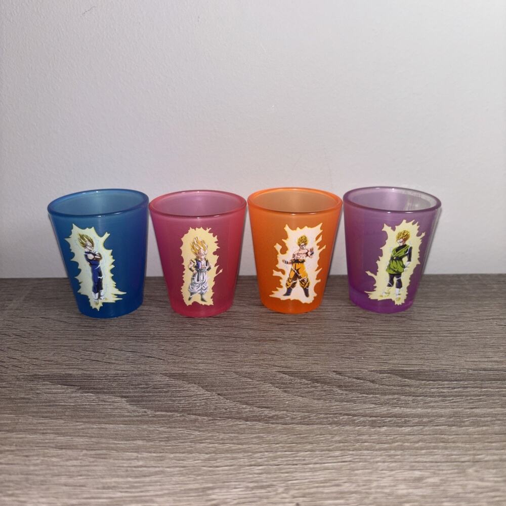 4 Pack Of Dragonball Z Super Mini (Shot) Glasses Funimation Goku 2 Oz Just Funky